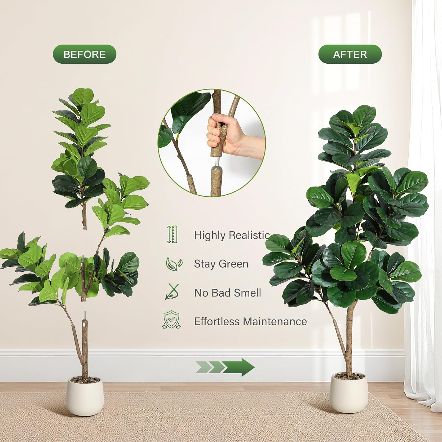 4-7 FT Fiddle Leaf Fig Tree Ku - Fiddle Leaf Fig recensie en prijs
