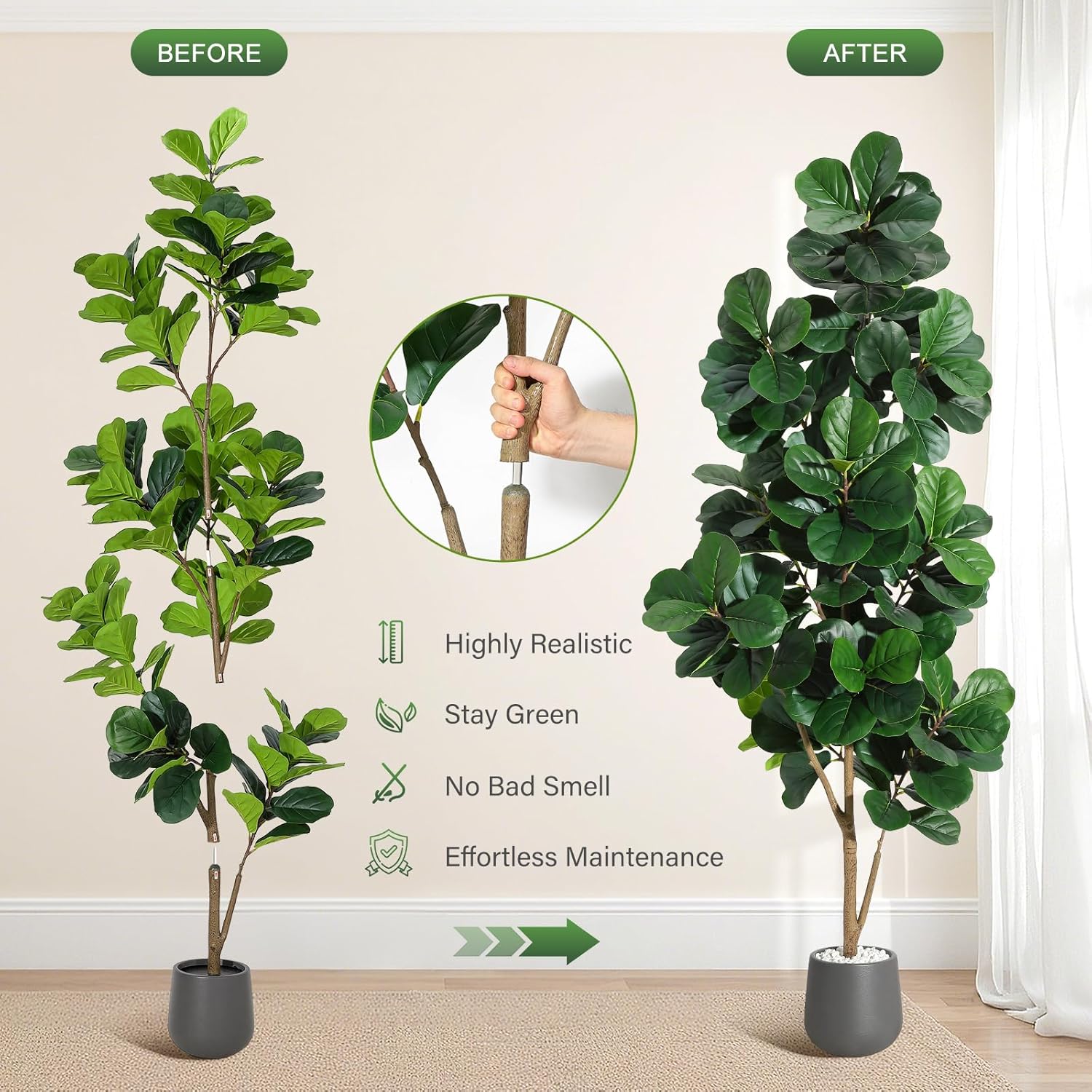 4FT/5FT/6FT/7FT Fiddle Leaf Vi - Fiddle Leaf Fig recensie en prijs